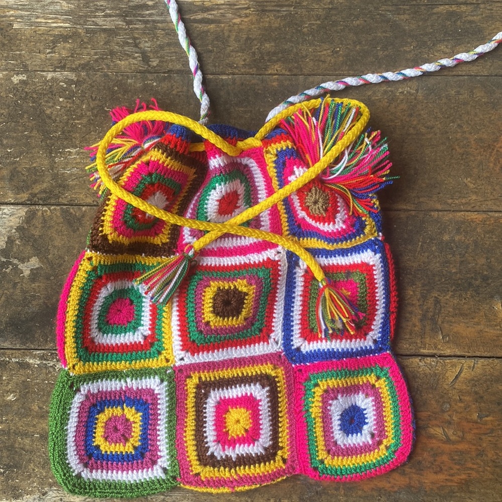 Handcrafted Granny Square Crochet Patch Bag | Colorful Boho Purse - Picture 9 of 9